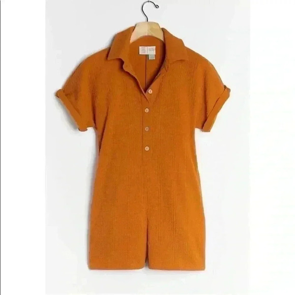 Anthropologie Saturday Sunday collared yellow mustard romper XS - Picture 1 of 5